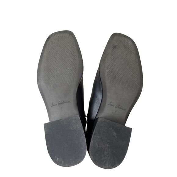 Sam Edelman Thelma Black Pull On Square Toe Leather Chelsea Ankle Boots sz 7 - Picture 6 of 8